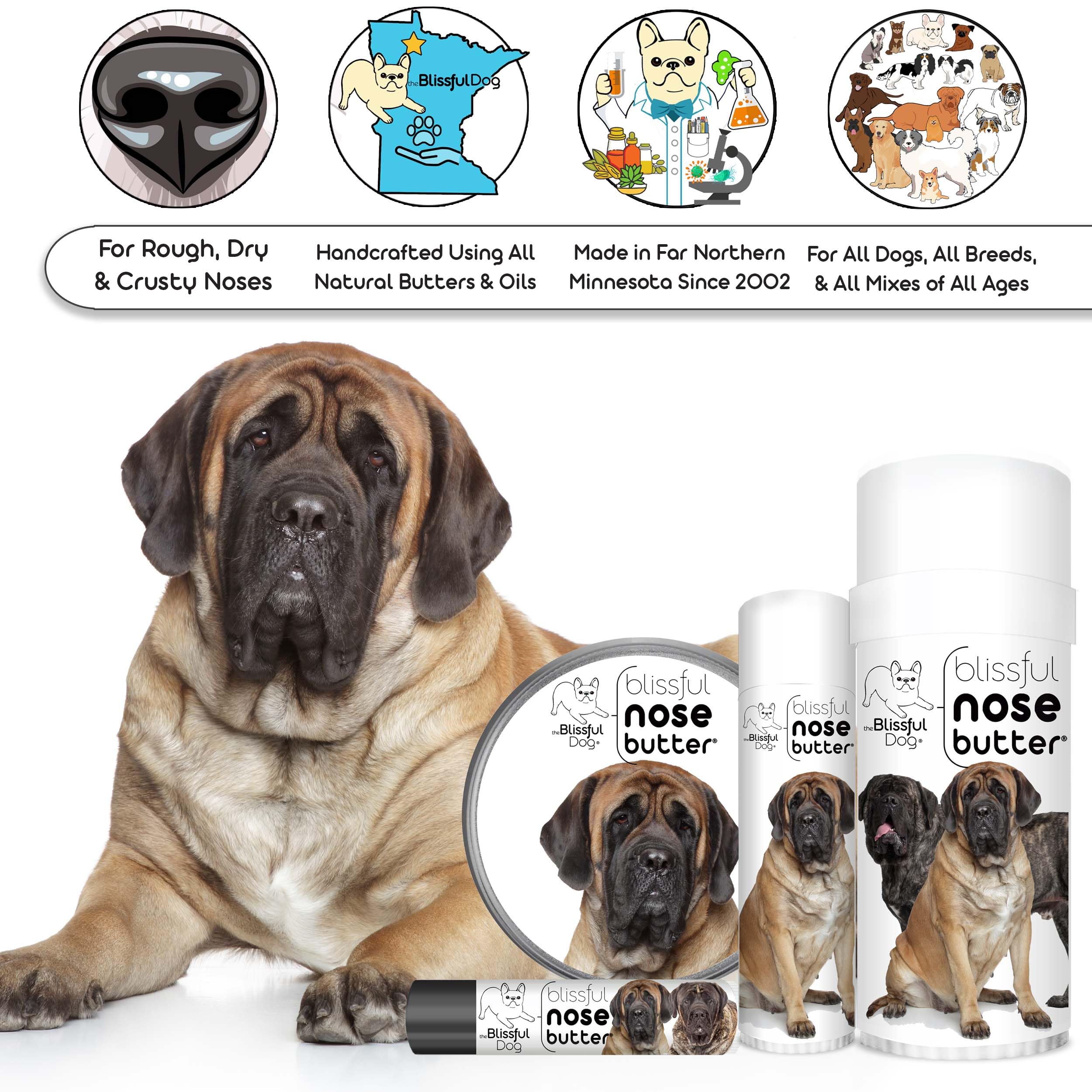 The Blissful Dog Mastiff Unscented Nose Butter - Dog Nose Butter, 0.15 Ounce